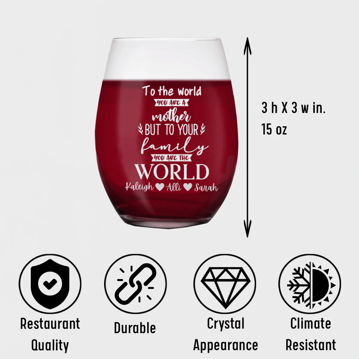 You Are My World Stemless Wine Glass - Image 5